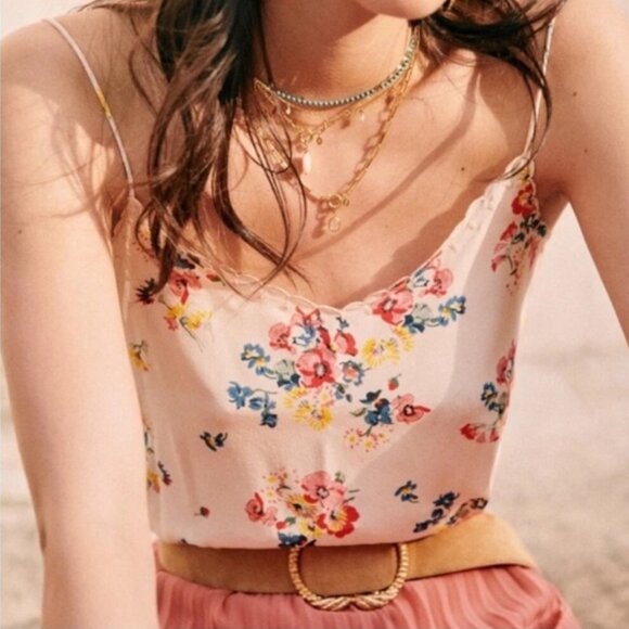 Sezane Tops - Sezane Athenee Top - Flower on Pink Ecru Print